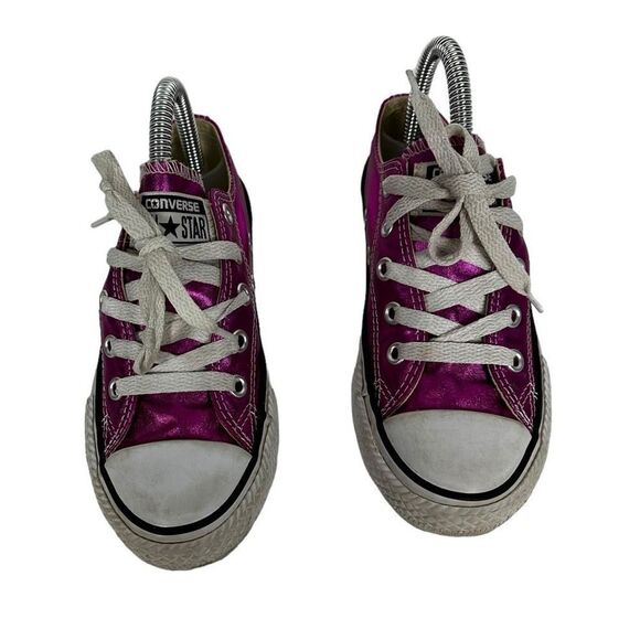 Converse All Star Dark Pink Shiny Sneakers Size 12 - Picture 1 of 11